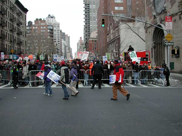 Marching down 2nd ave, we encountered these barricades that only seemed to delay people.